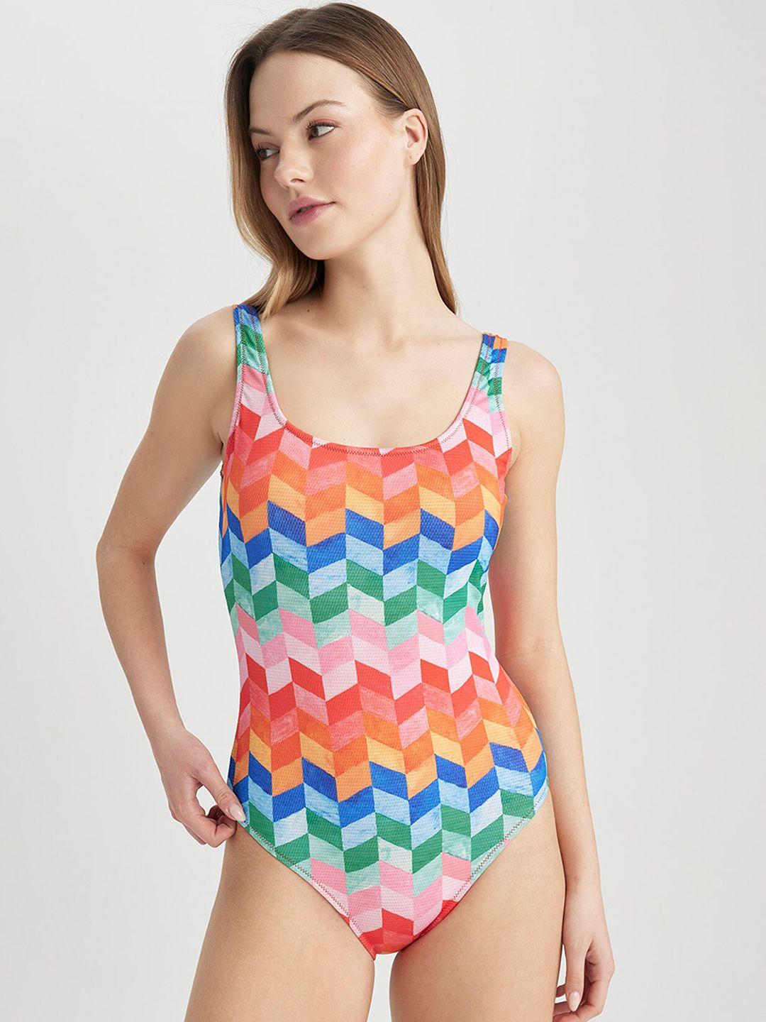 defacto geometric printed swim bodysuit