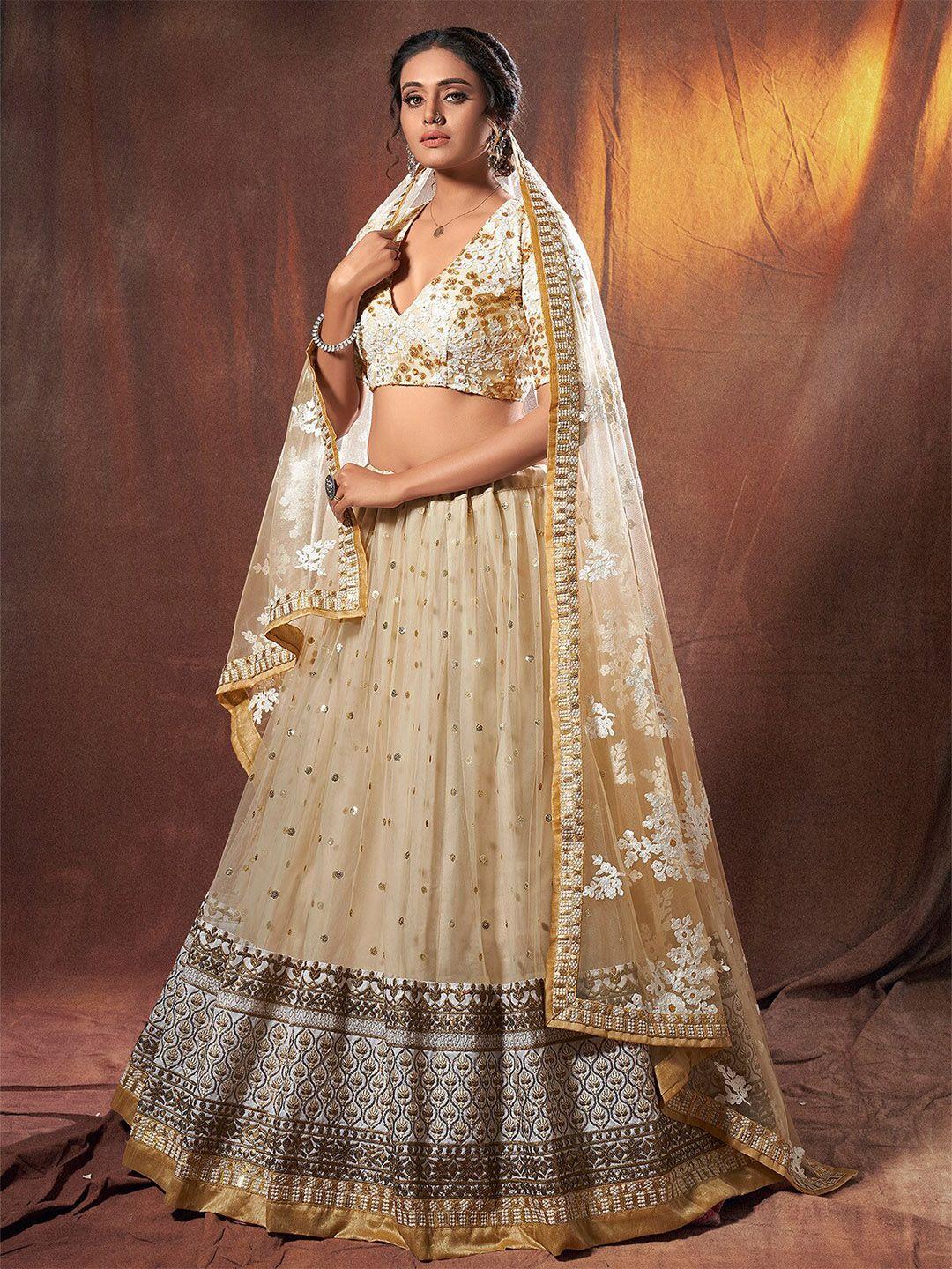 odette embellished sequinned semi-stitched lehenga & unstitched blouse with dupatta