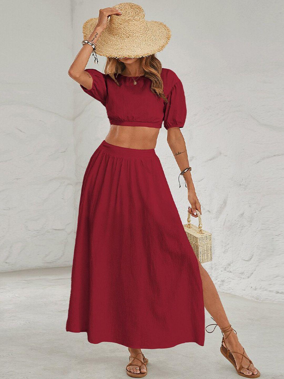 bostreet crop top with a-line skirt co-ords