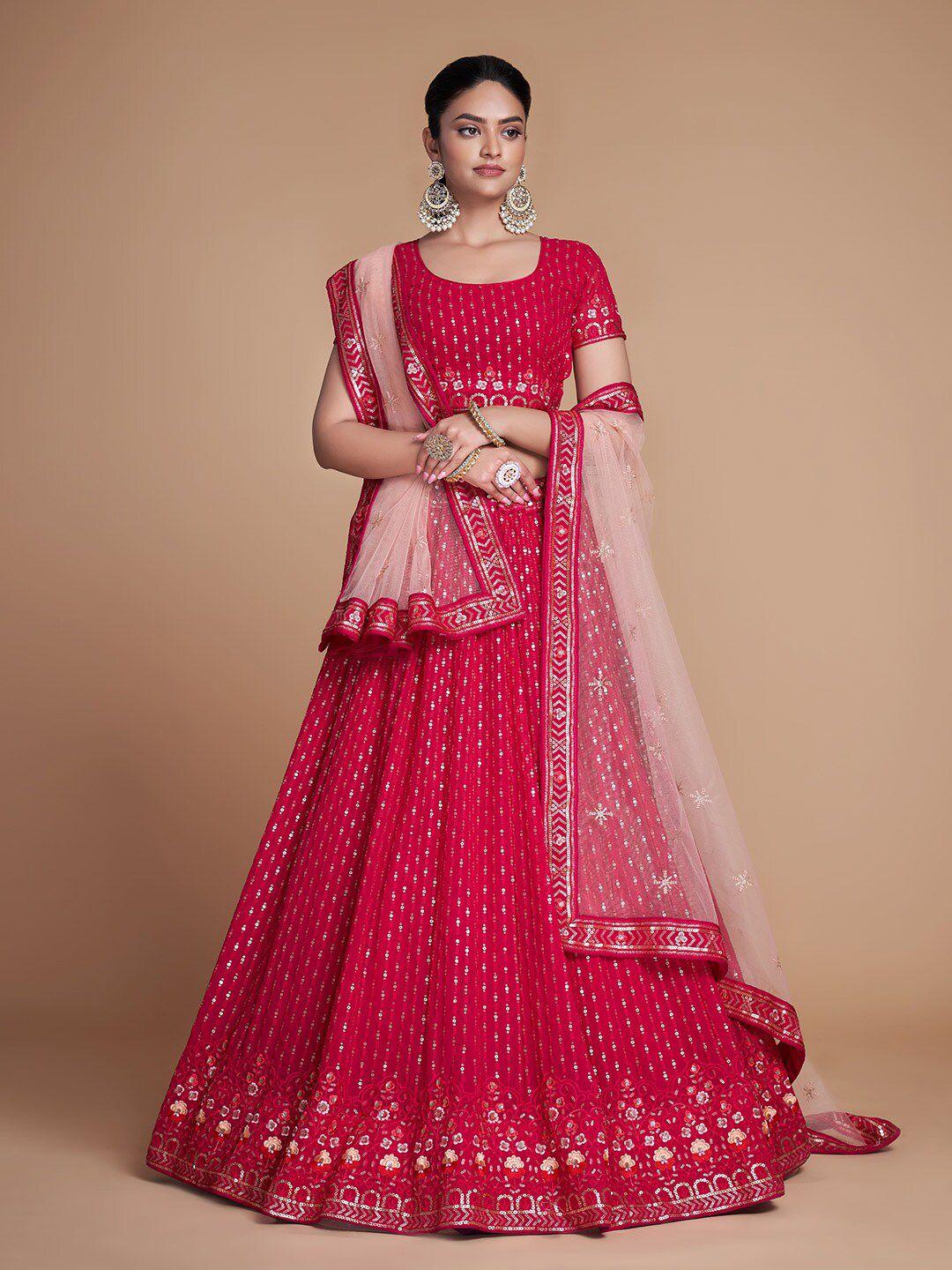 fusionic embroidered sequinned semi-stitched lehenga choli with dupatta