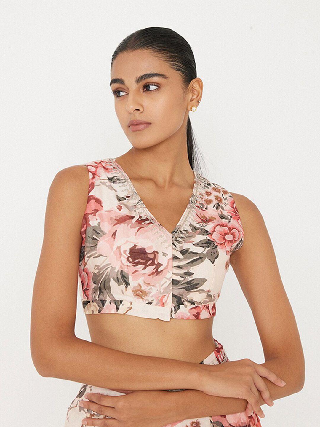 ancestry multicoloured floral print crop top