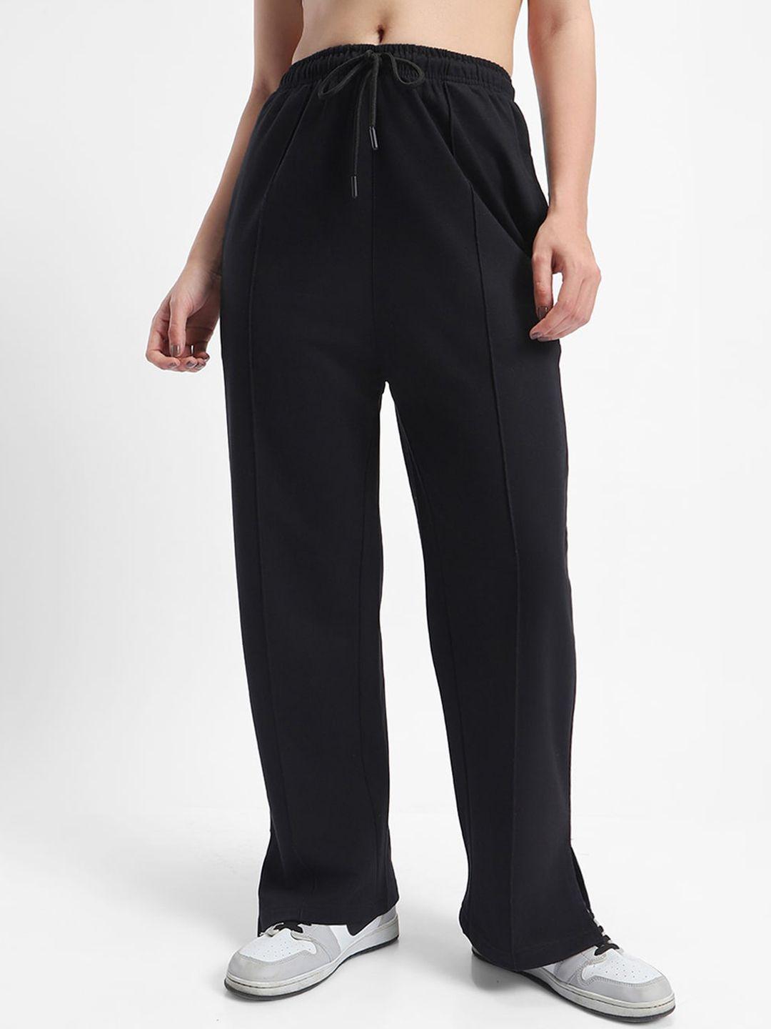 bewakoof black women regular fit trousers