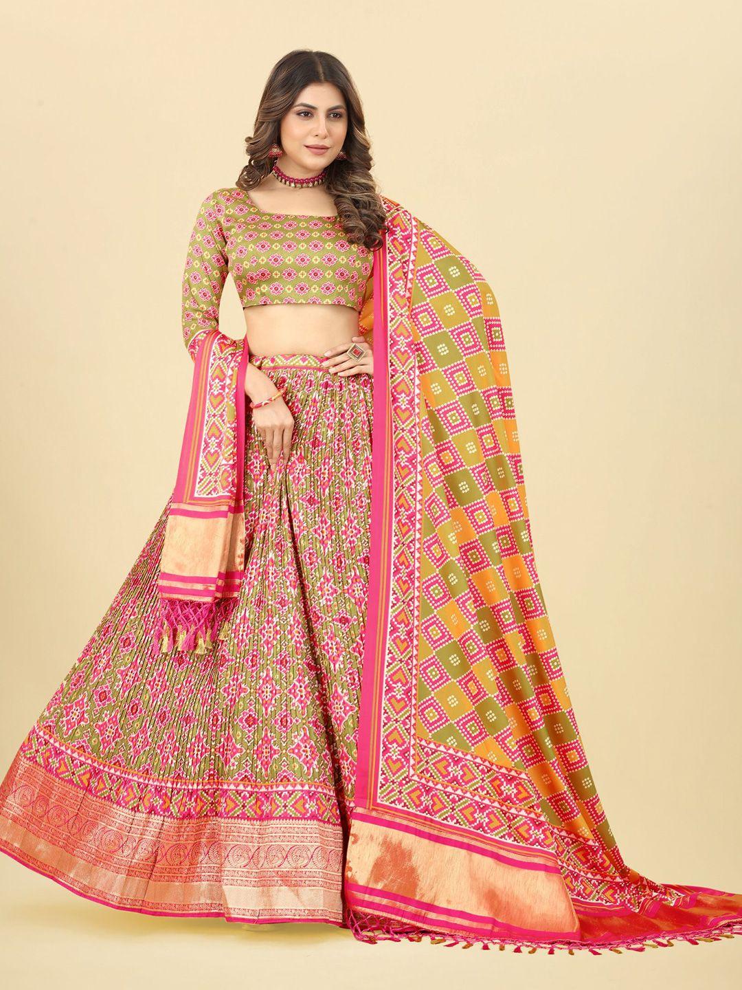 kalini printed semi-stitched lehenga & unstitched blouse with dupatta