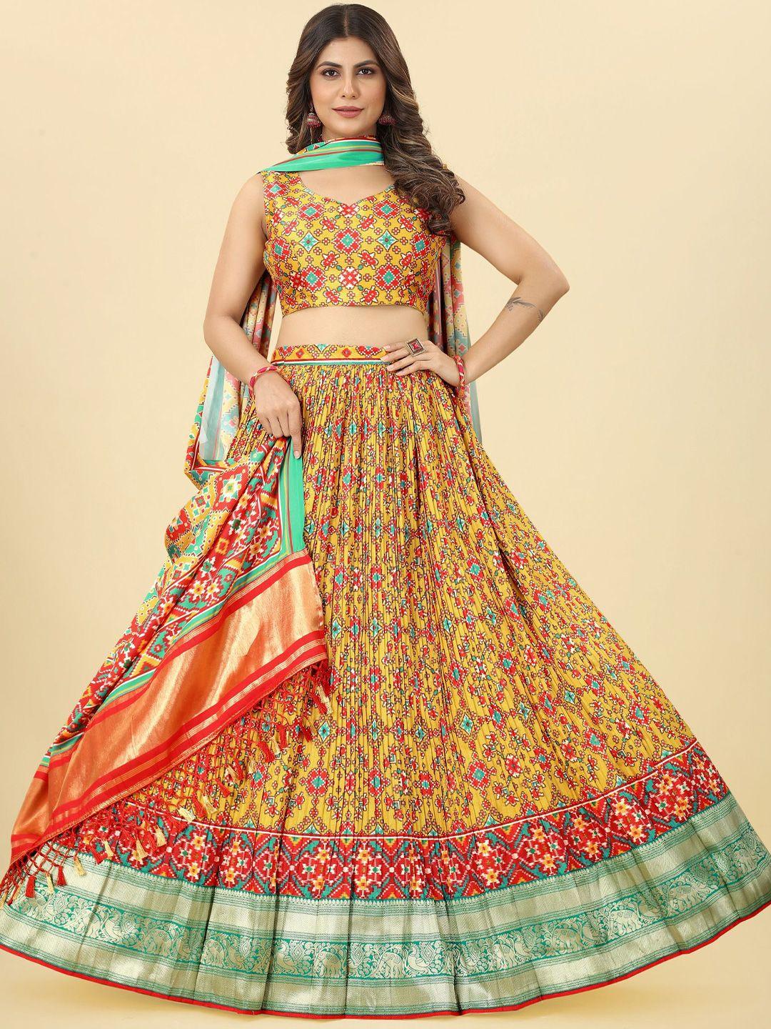 kalini printed semi-stitched lehenga & unstitched blouse with dupatta