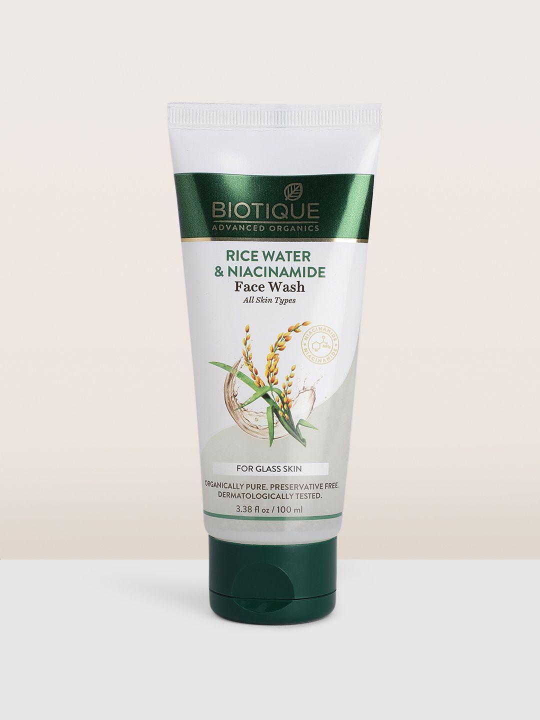 biotique rice water & niacinamide gel face wash for glass skin - 100 ml