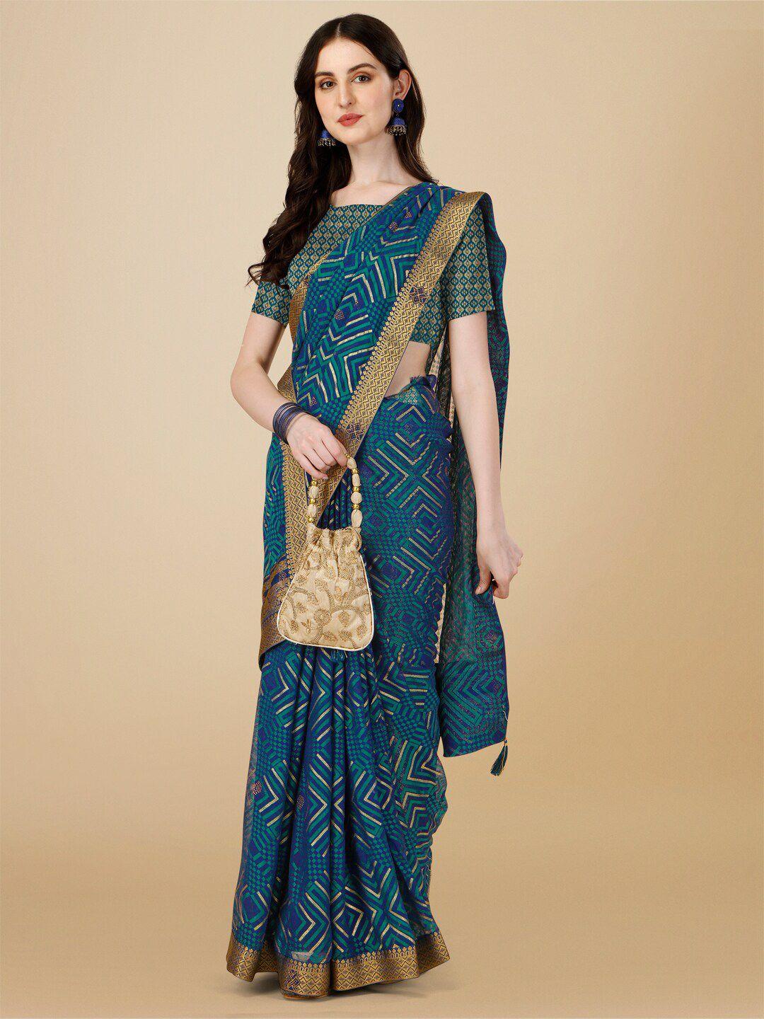 indian women foil printed brasso saree