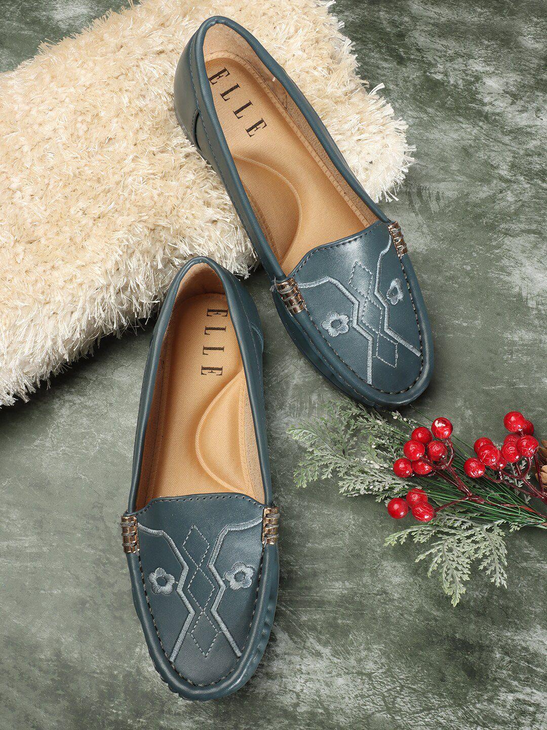 elle embroidered round toe ballerinas