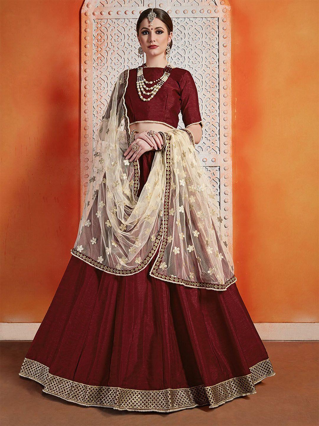 odette sequinned semi-stitched lehenga & unstitched blouse with dupatta