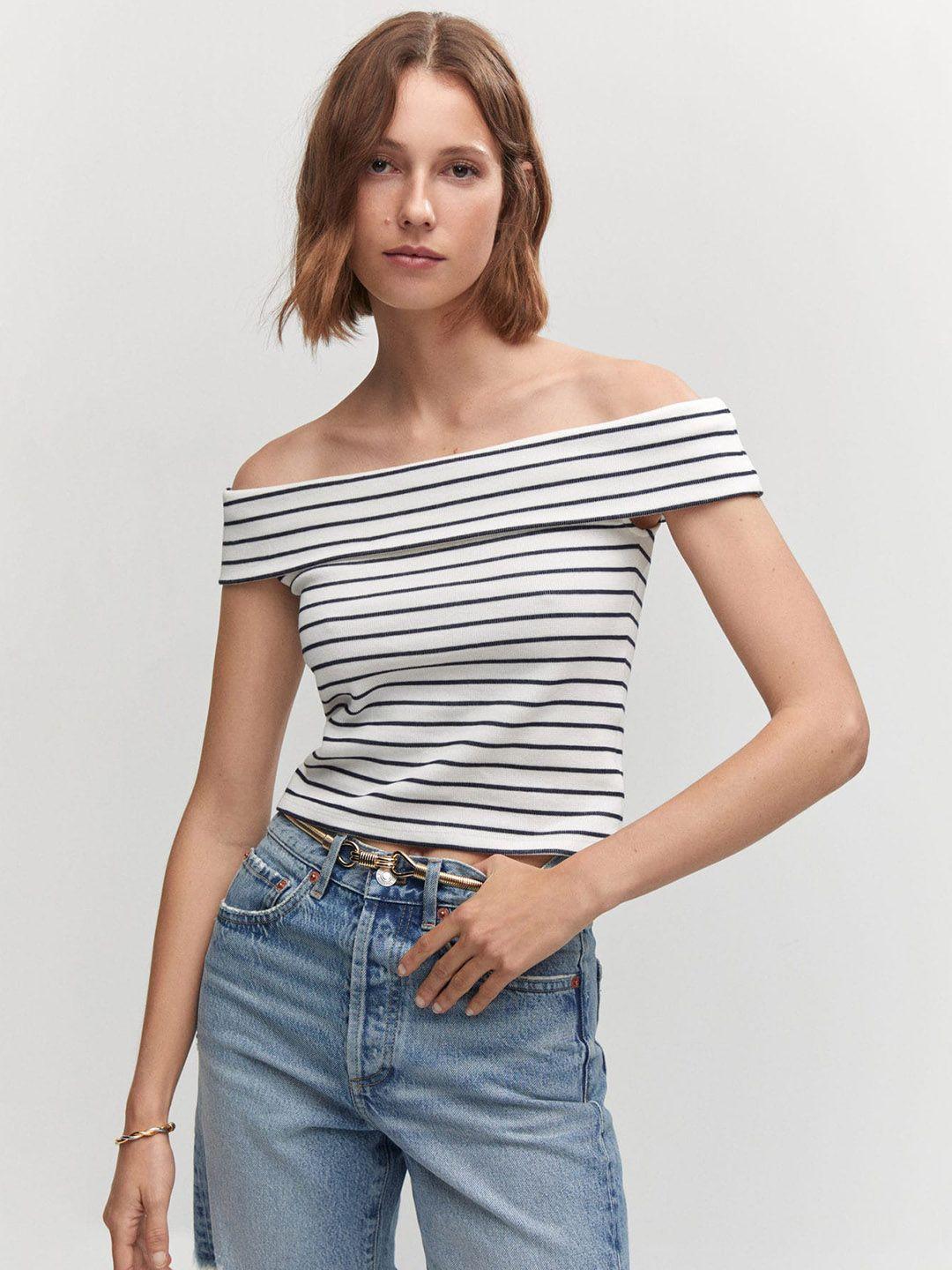 mango striped bardot top