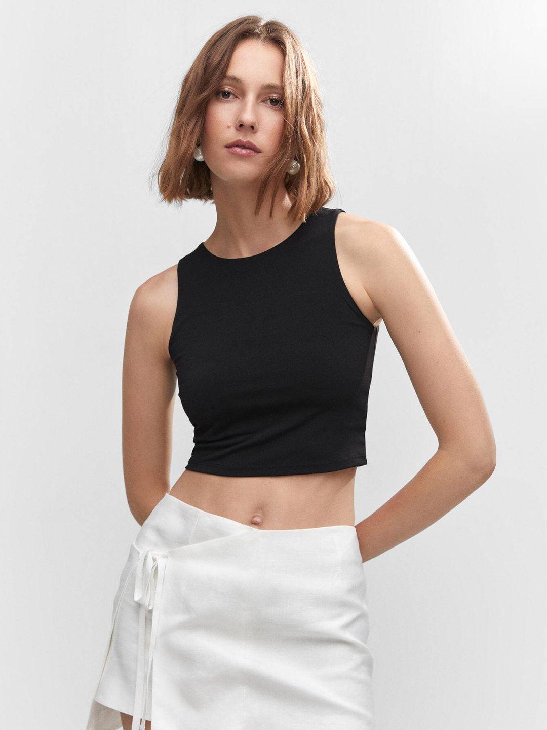 mango fitted sleeveless crop top