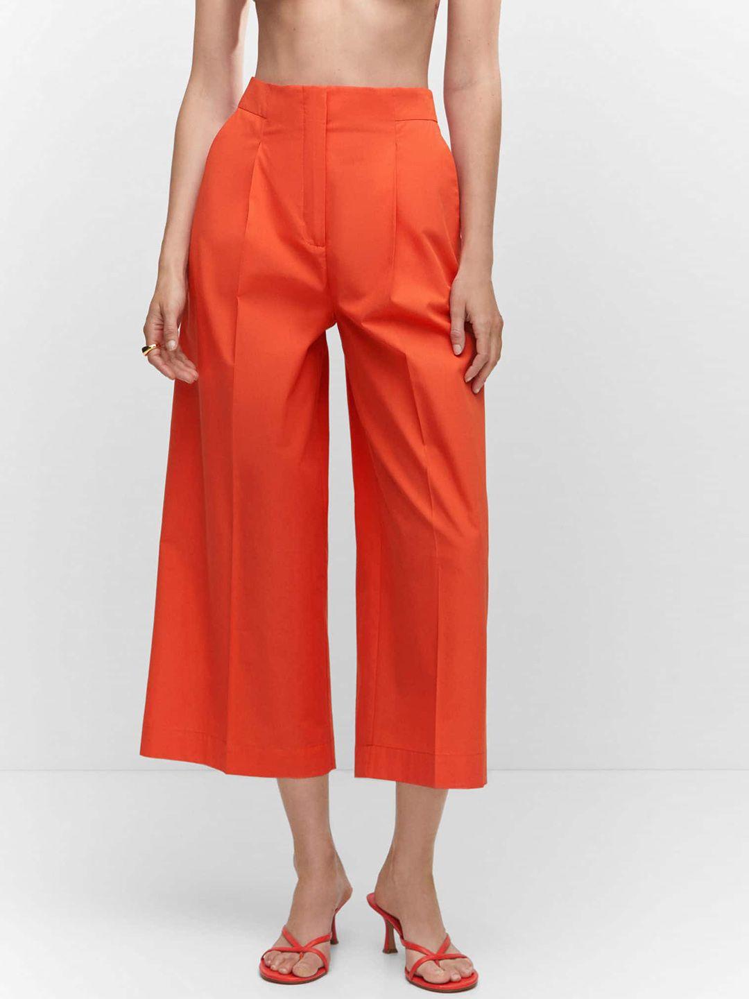 mango women high-rise pleated culottes