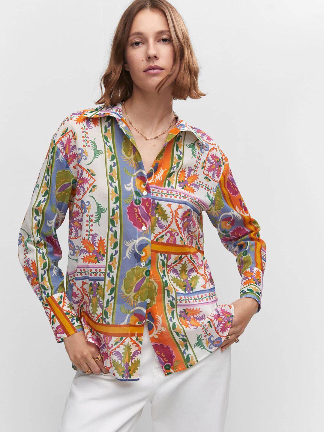 mango cotton printed casual shirt