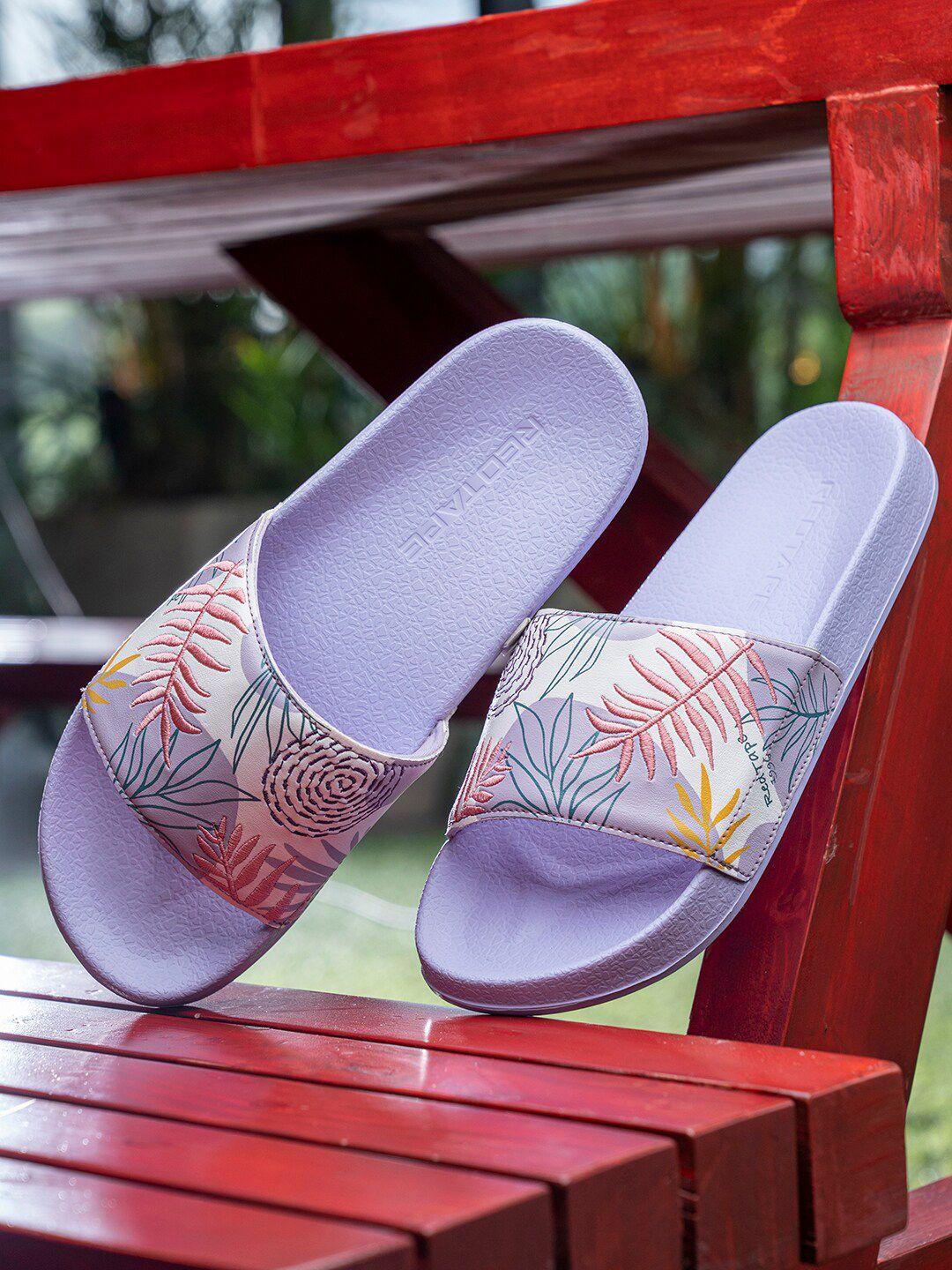 red tape women printed rubber sliders