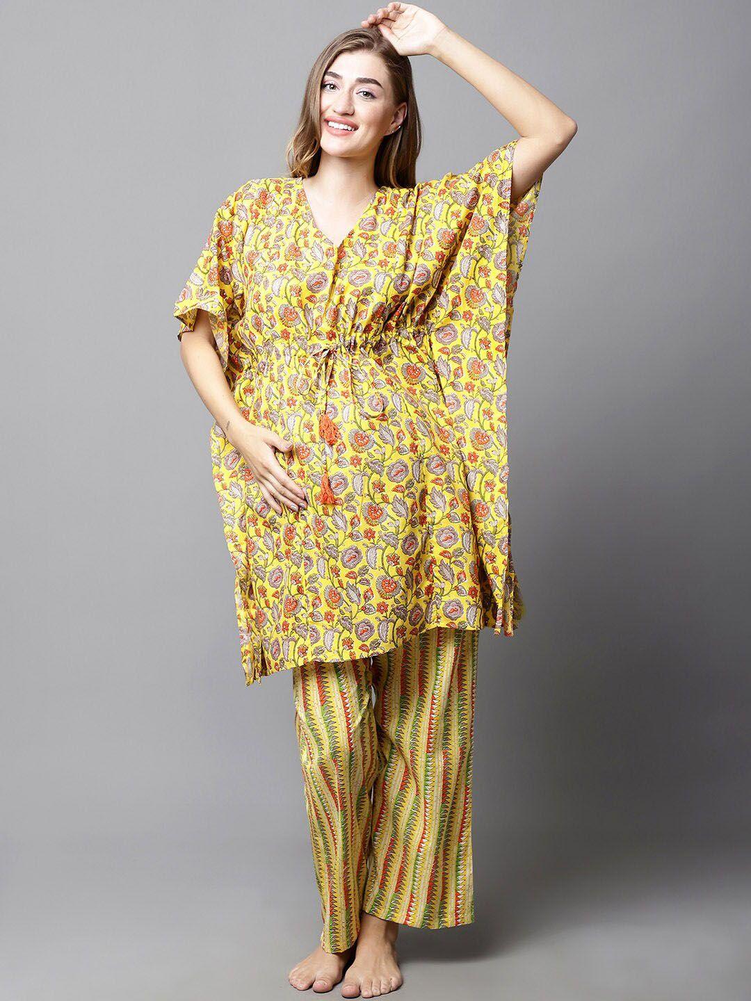 secret wish floral printed pure cotton maternity night suit