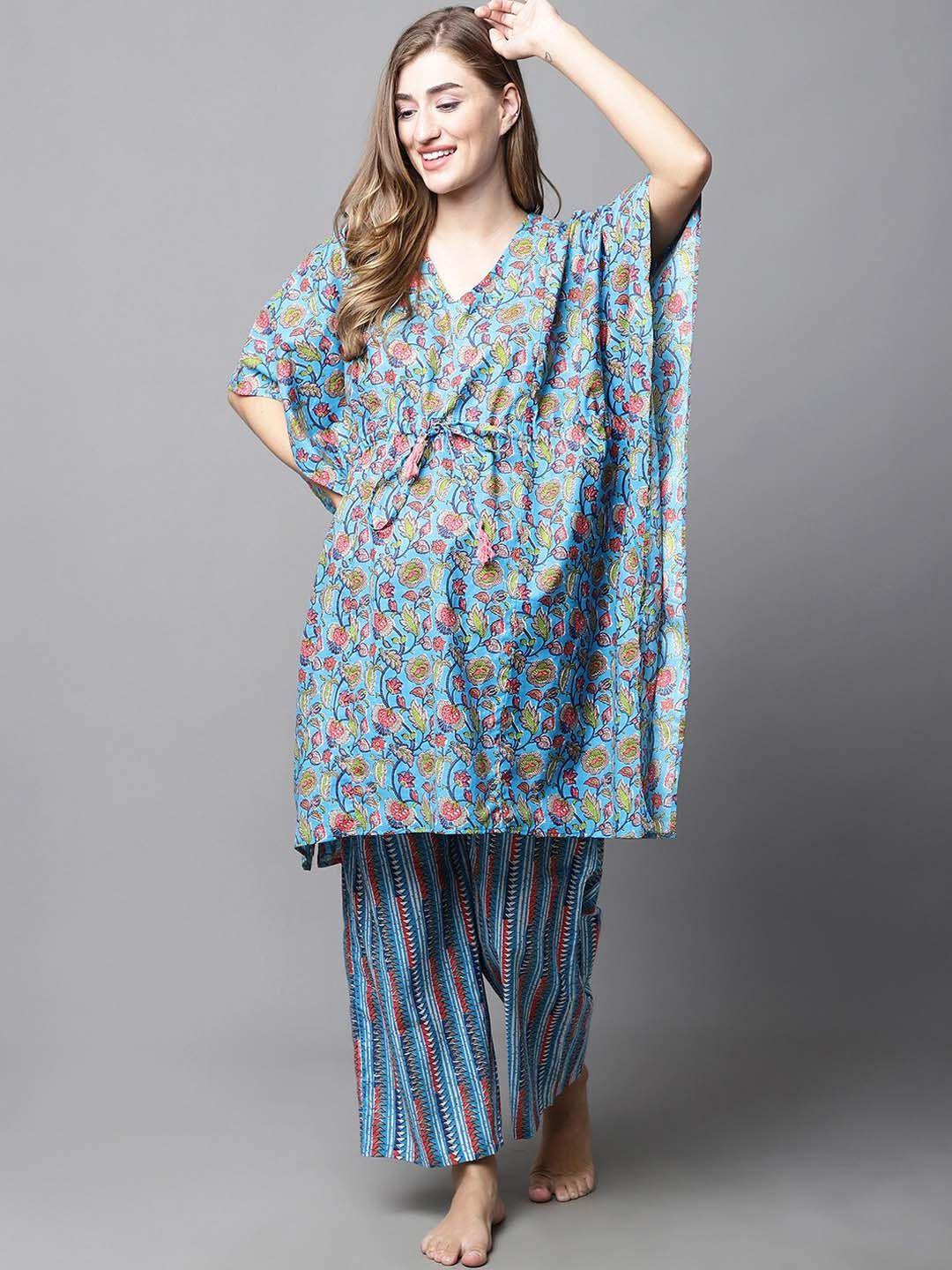 secret wish floral printed pure cotton maternity night suit