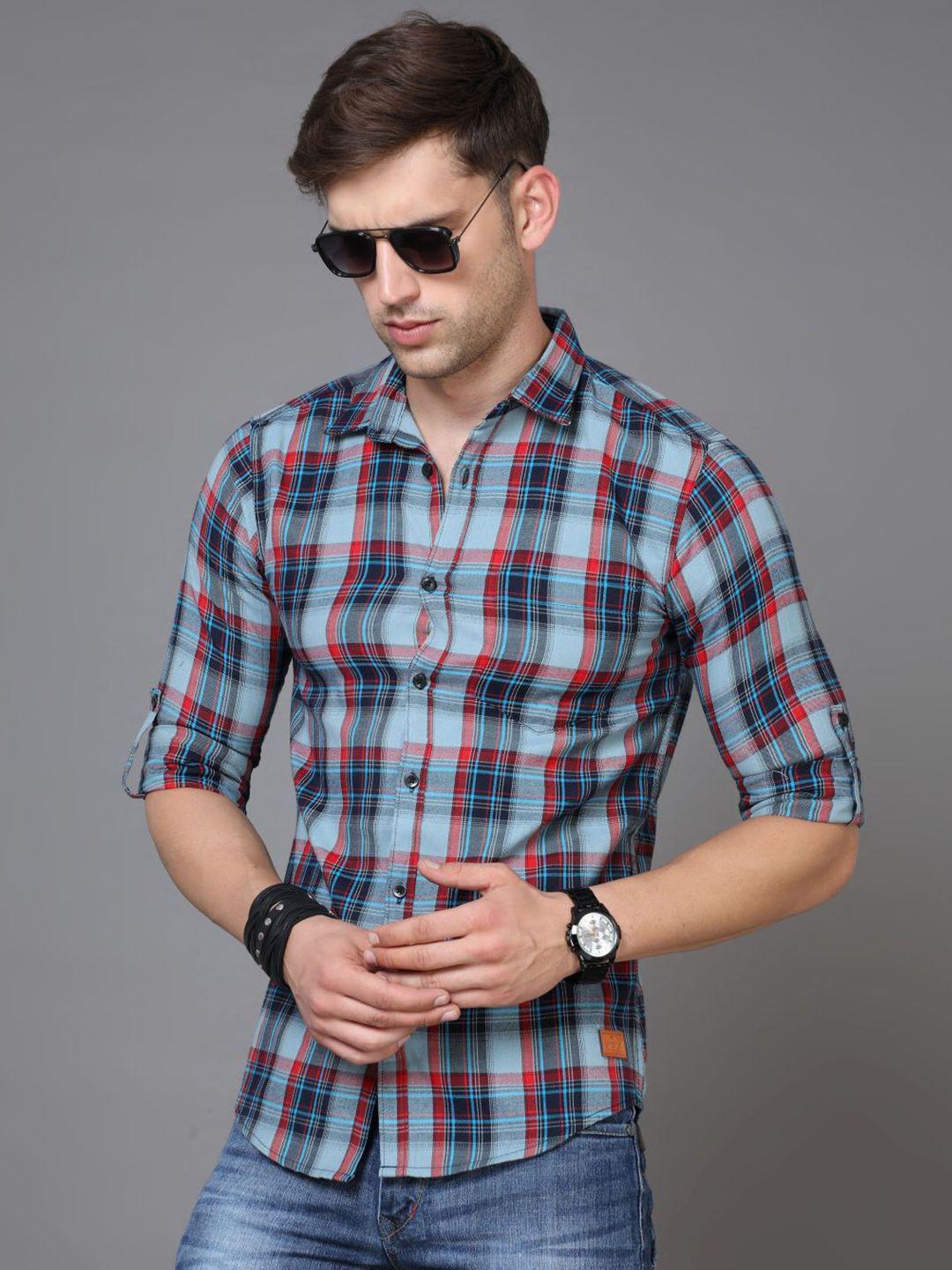 tallwalker standard tartan checked cotton casual shirt