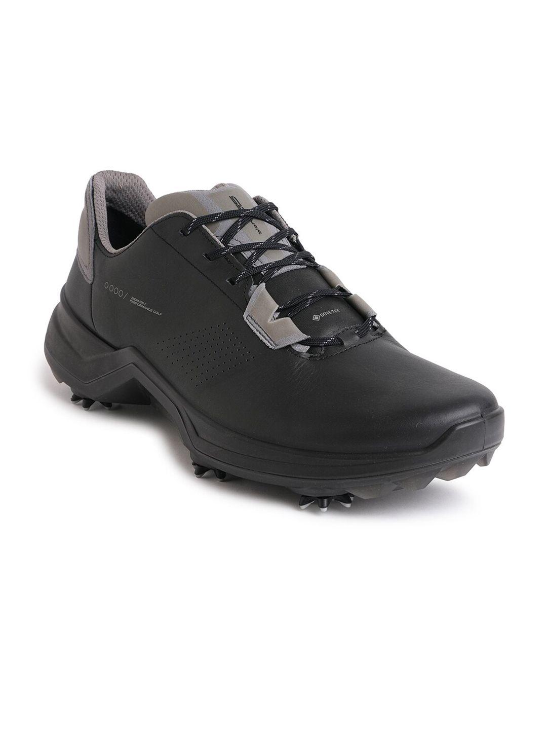 ecco men black leather golf non-marking shoes