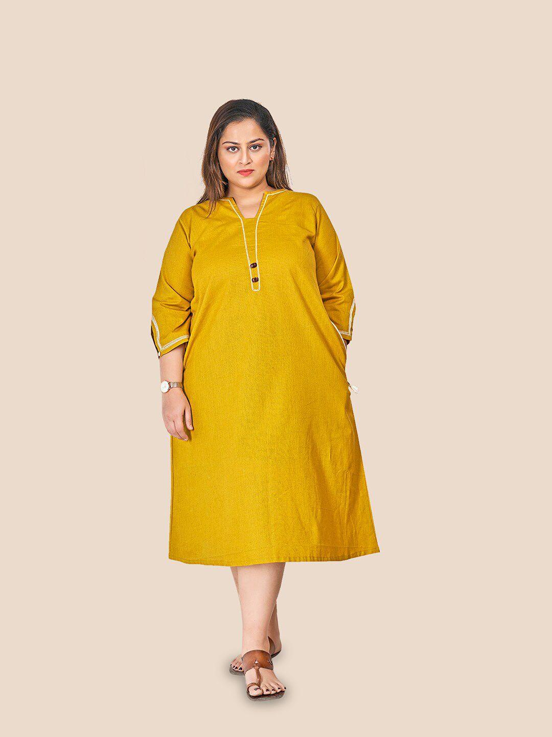 curvy lane round neck cotton a-line midi dress