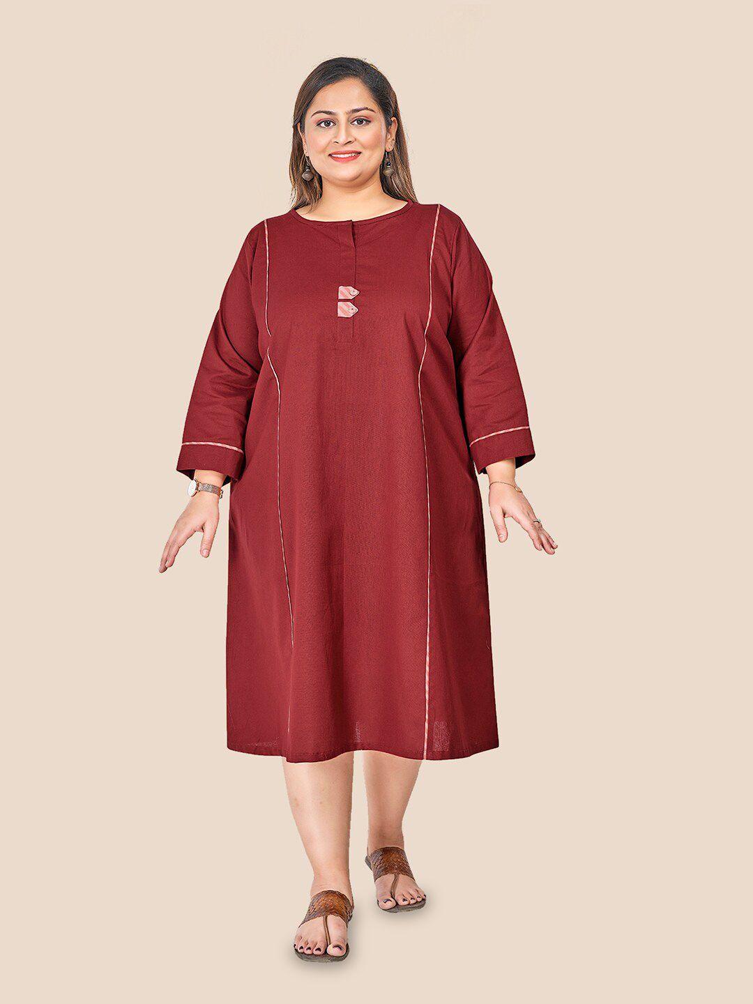 curvy lane round neck cotton a-line midi dress