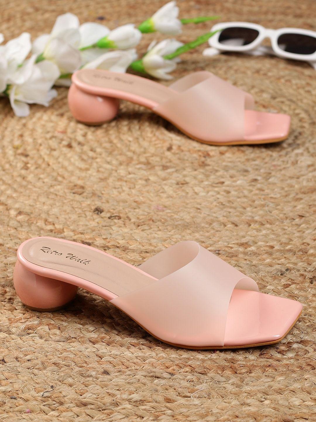 retro walk open toe block heels