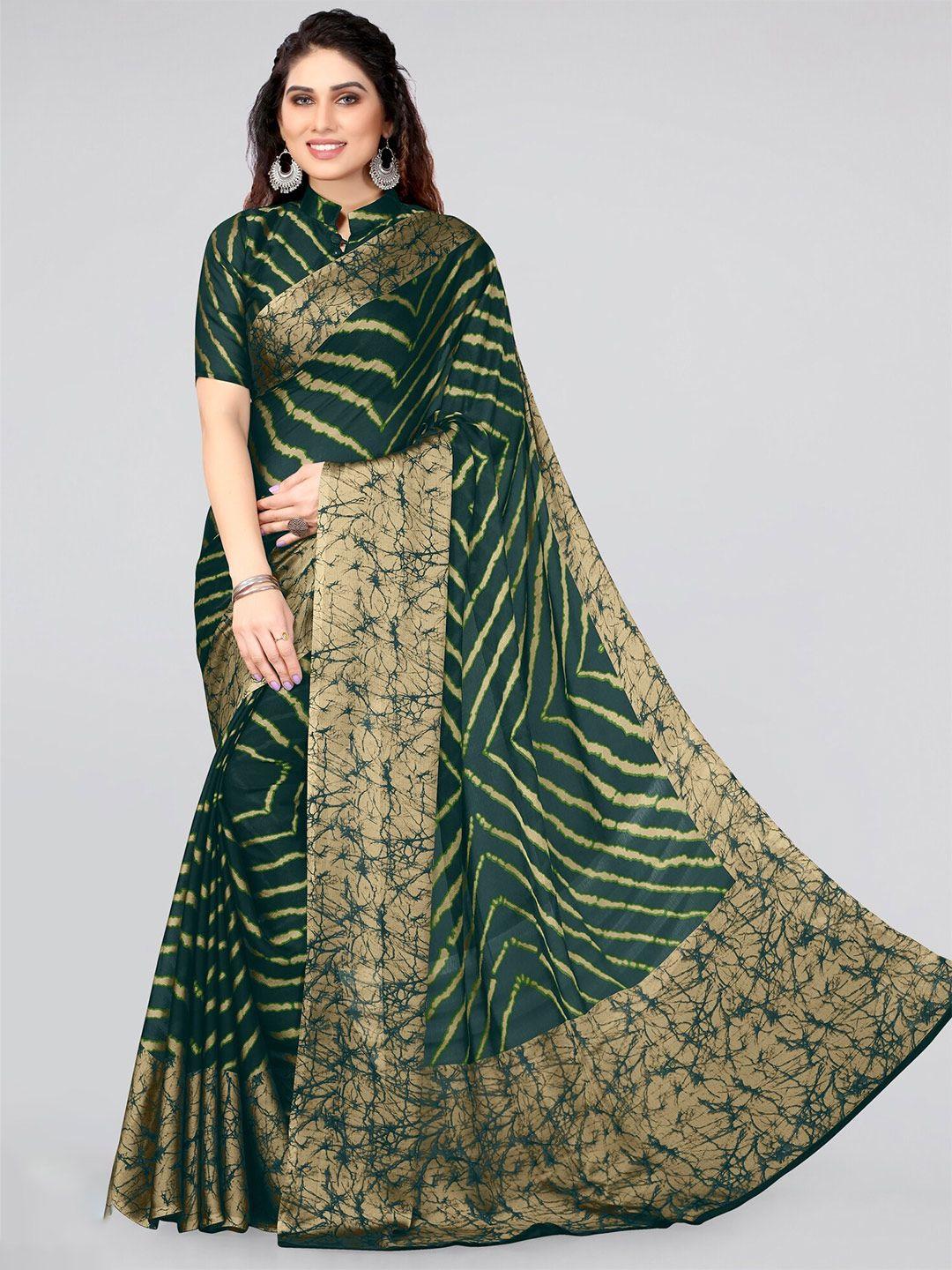 mirchi fashion leheriya printed chiffon saree