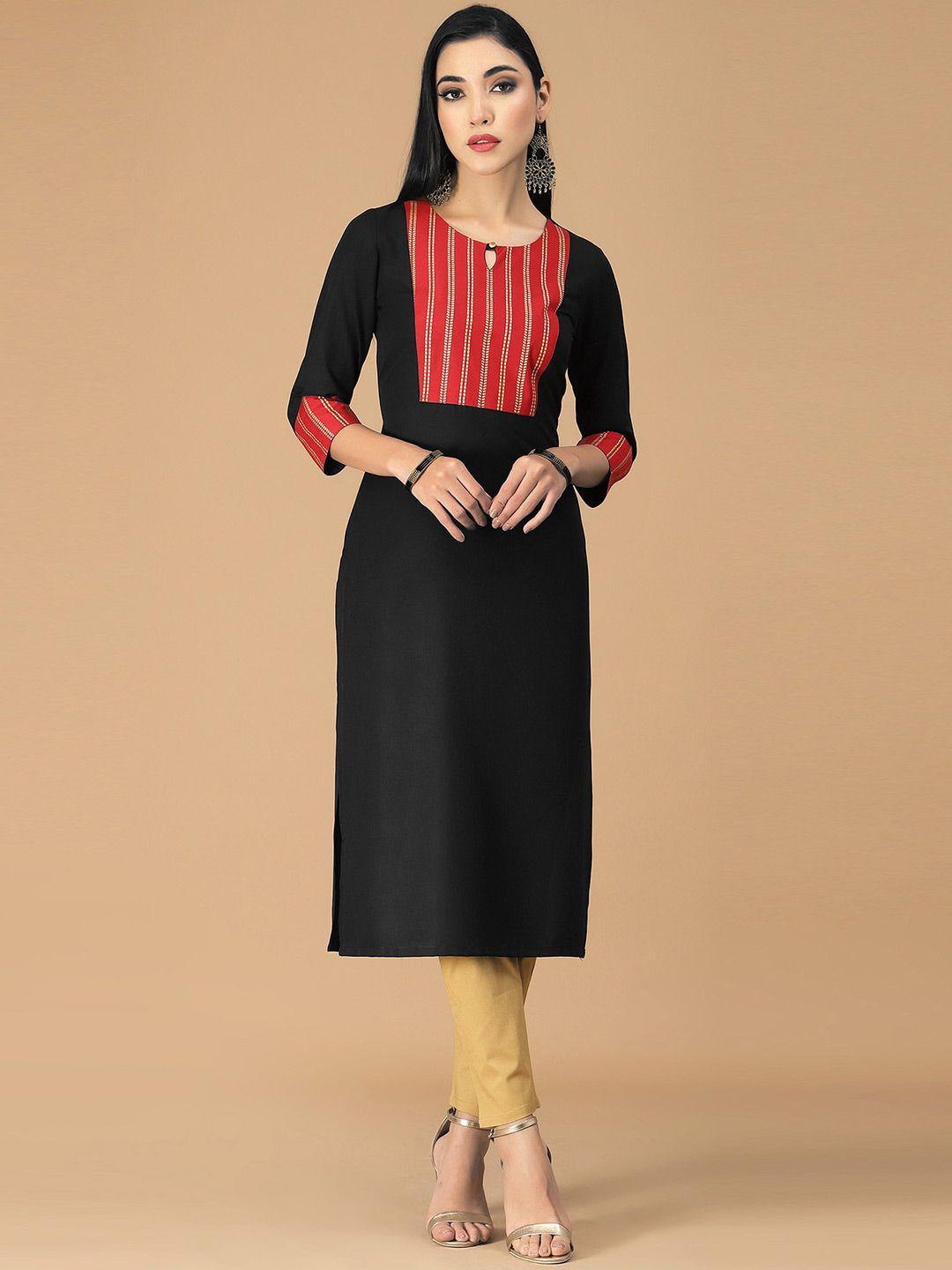 kalini geometric yoke design keyhole neck straight kurta