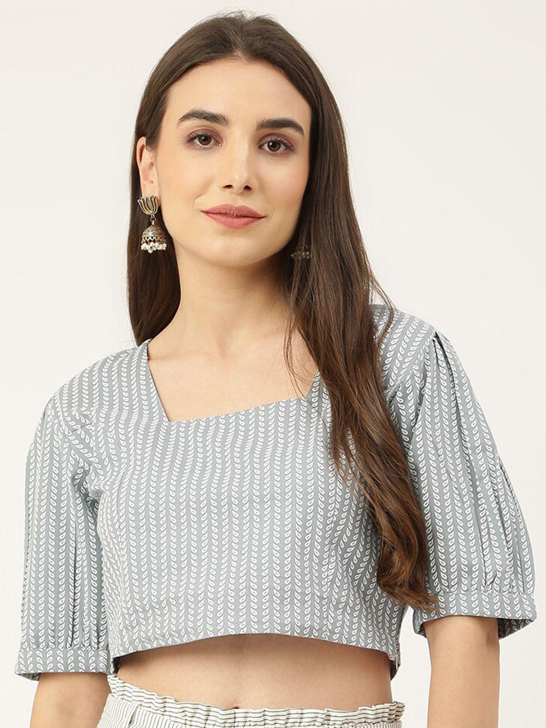 kalini striped square neck cotton crop top