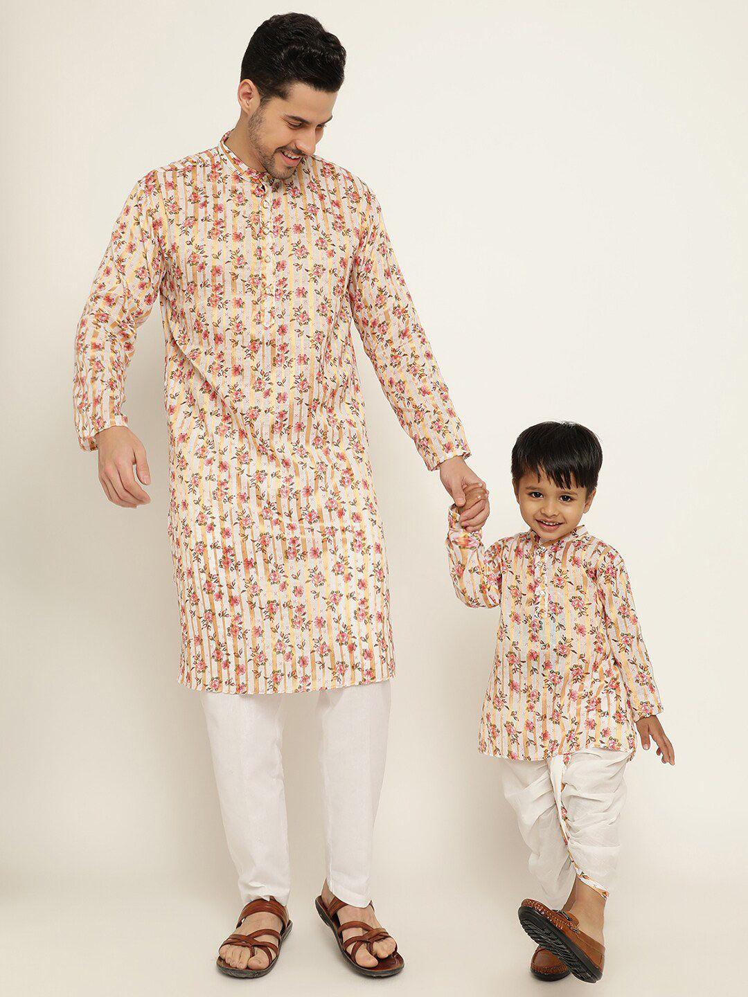 stuffie land floral printed regular pure cotton kurta with pyjamas