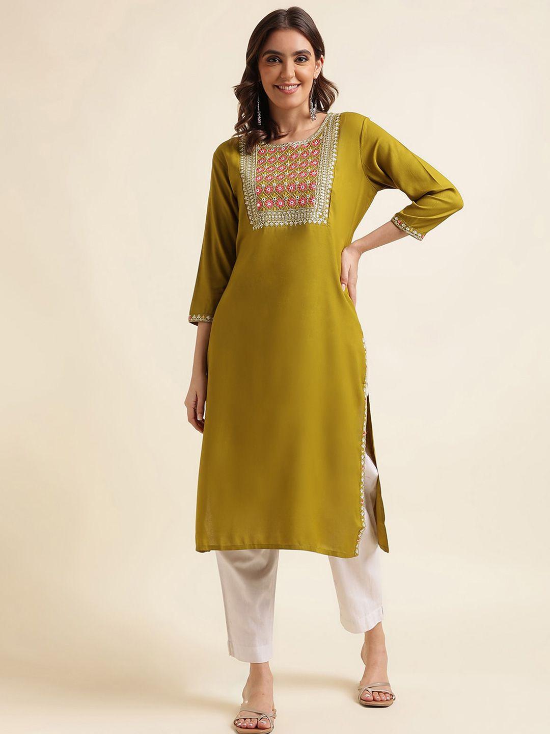 kasee geometric embroidered thread work kurta