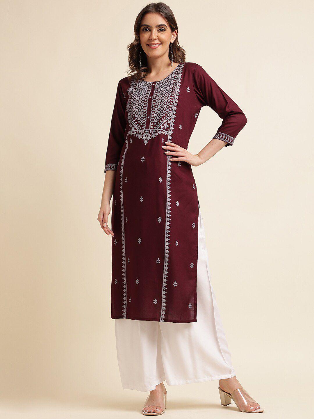 kasee geometric embroidered thread work kurta