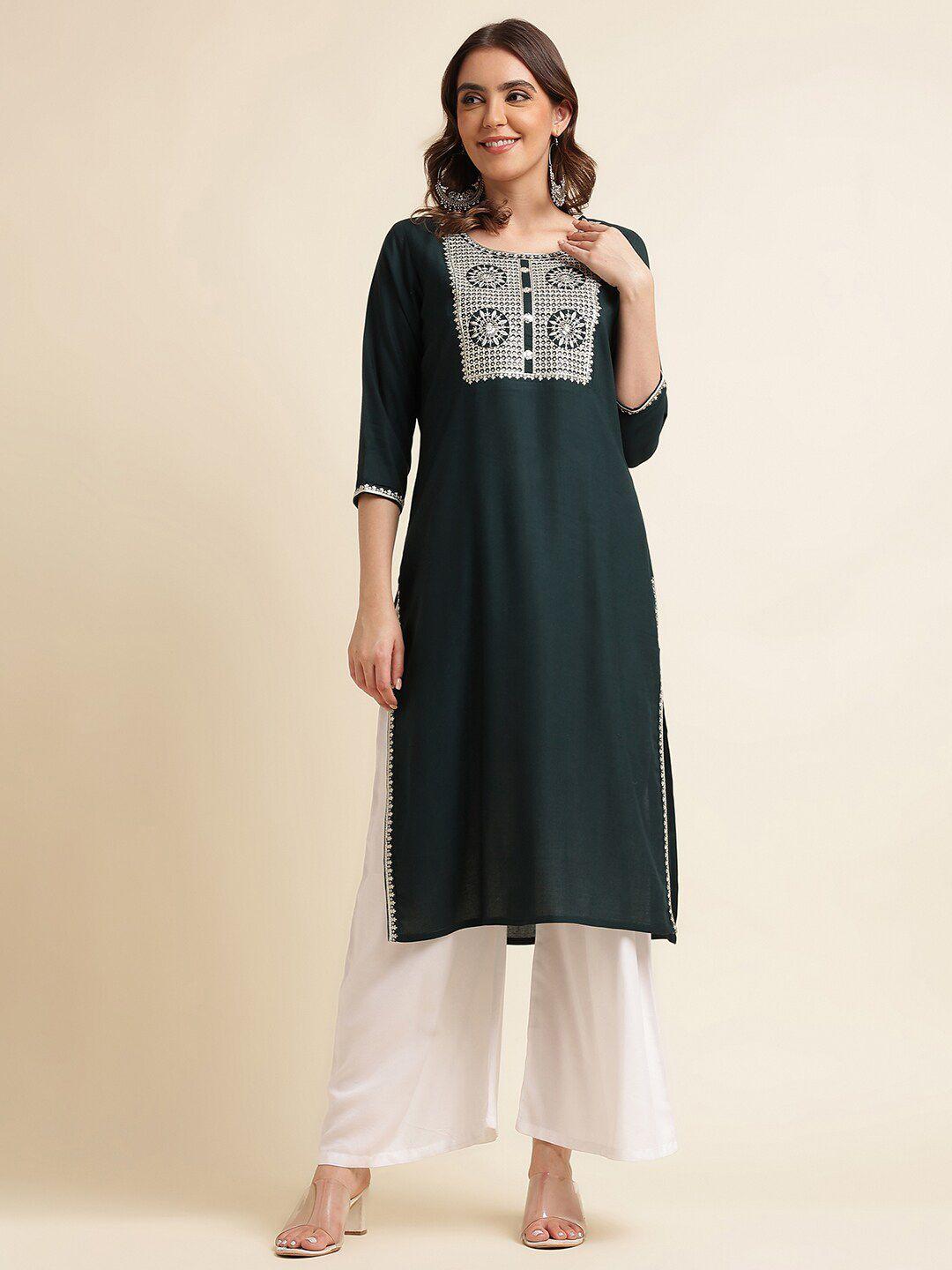 kasee geometric embroidered thread work kurta