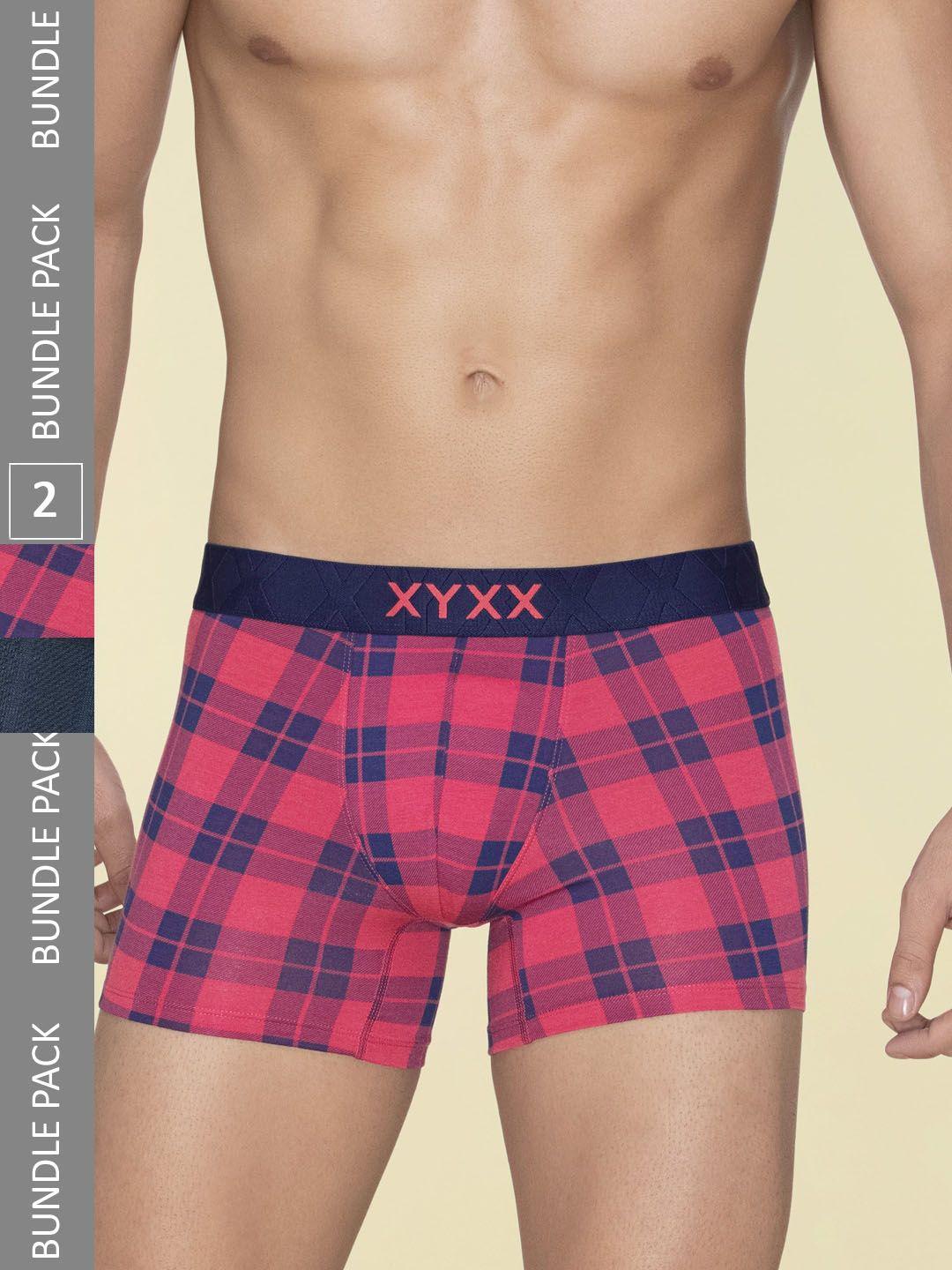 xyxx pack of 2 checked breathable trunks xytrnk2pckn709