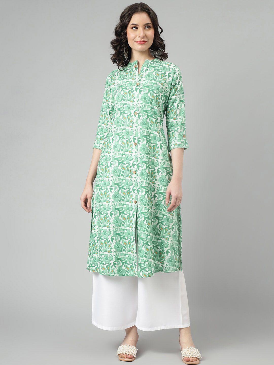 saabhi women green printed kurta