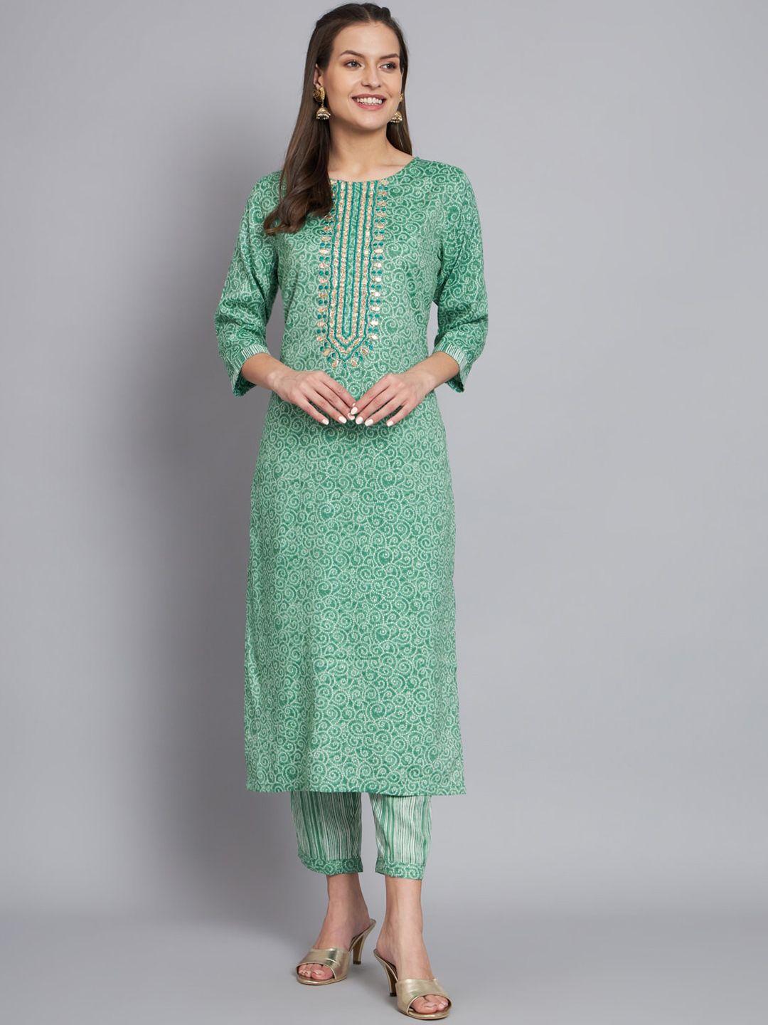 mesmora fashion bandhani printed pure cotton kurta with trousers