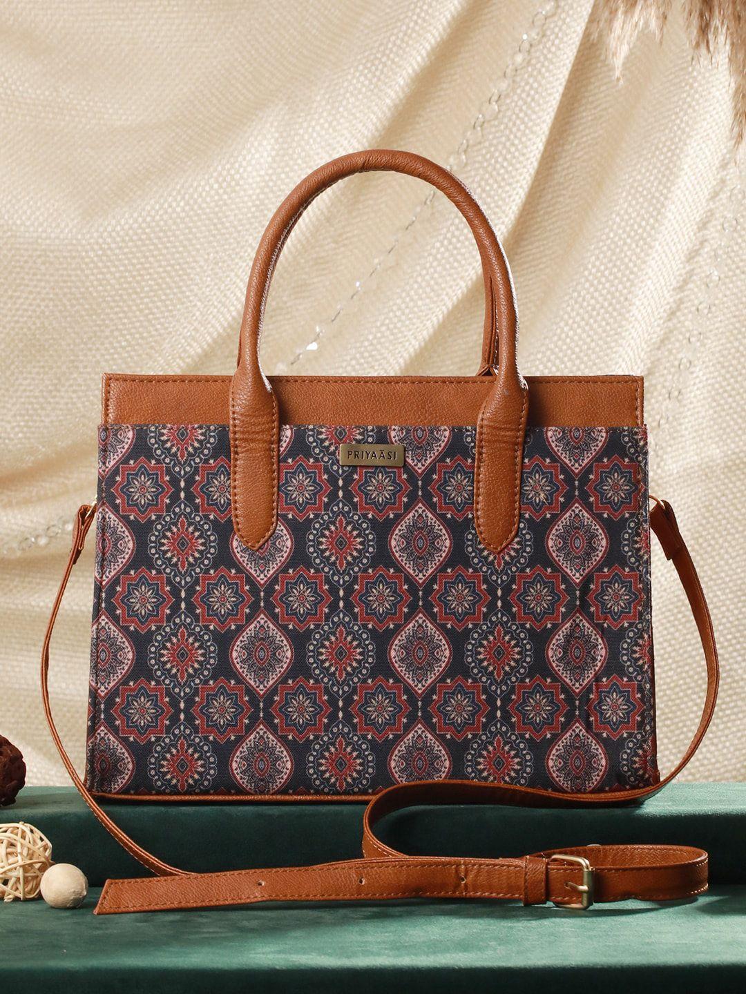 priyaasi ethnic motifs printed pu structured handheld bag