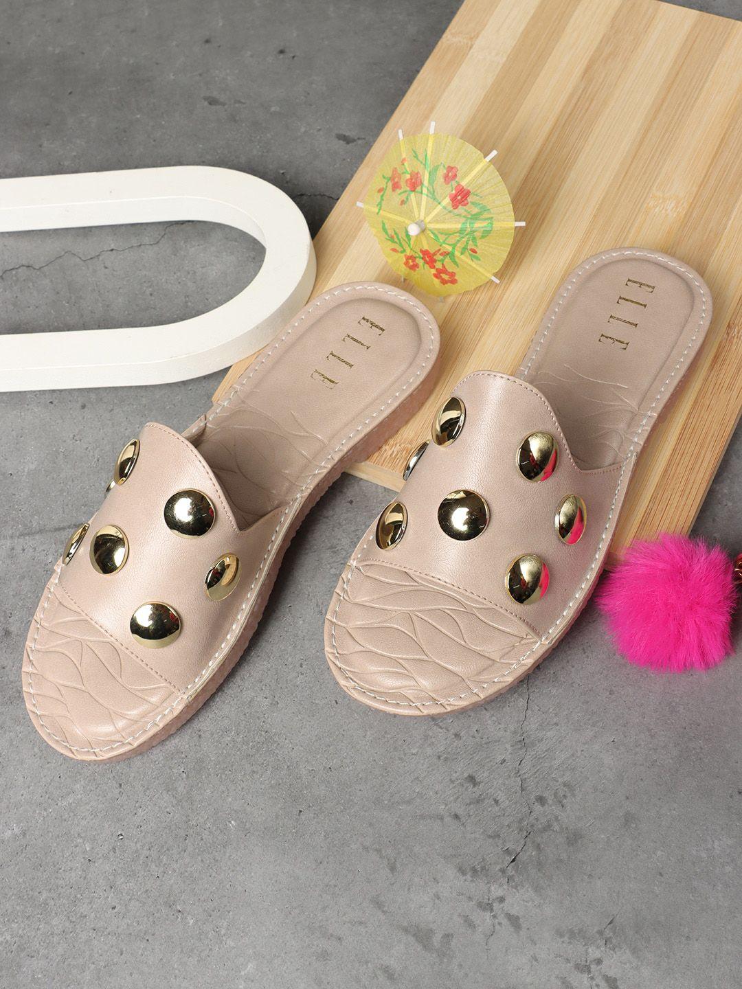 elle embellished open toe flats