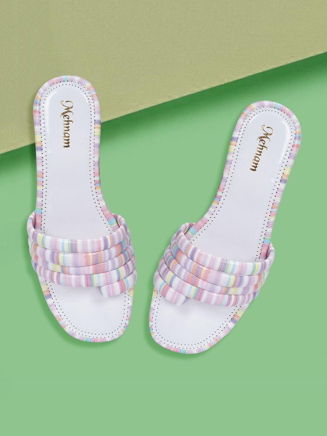 mehnam candy striped one toe flats