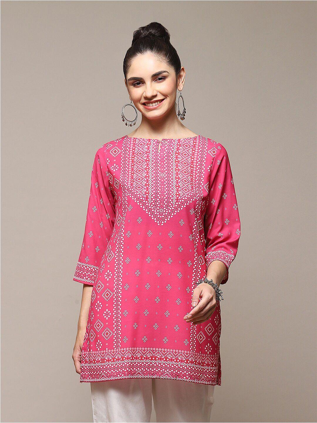 biba fuchsia & white printed kurti