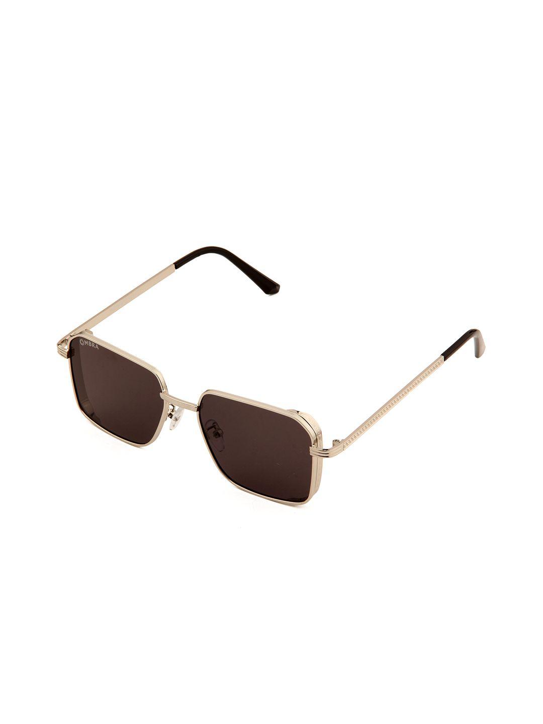 ombra men black lens & silver-toned square sunglasses with polarised and uv protected lens