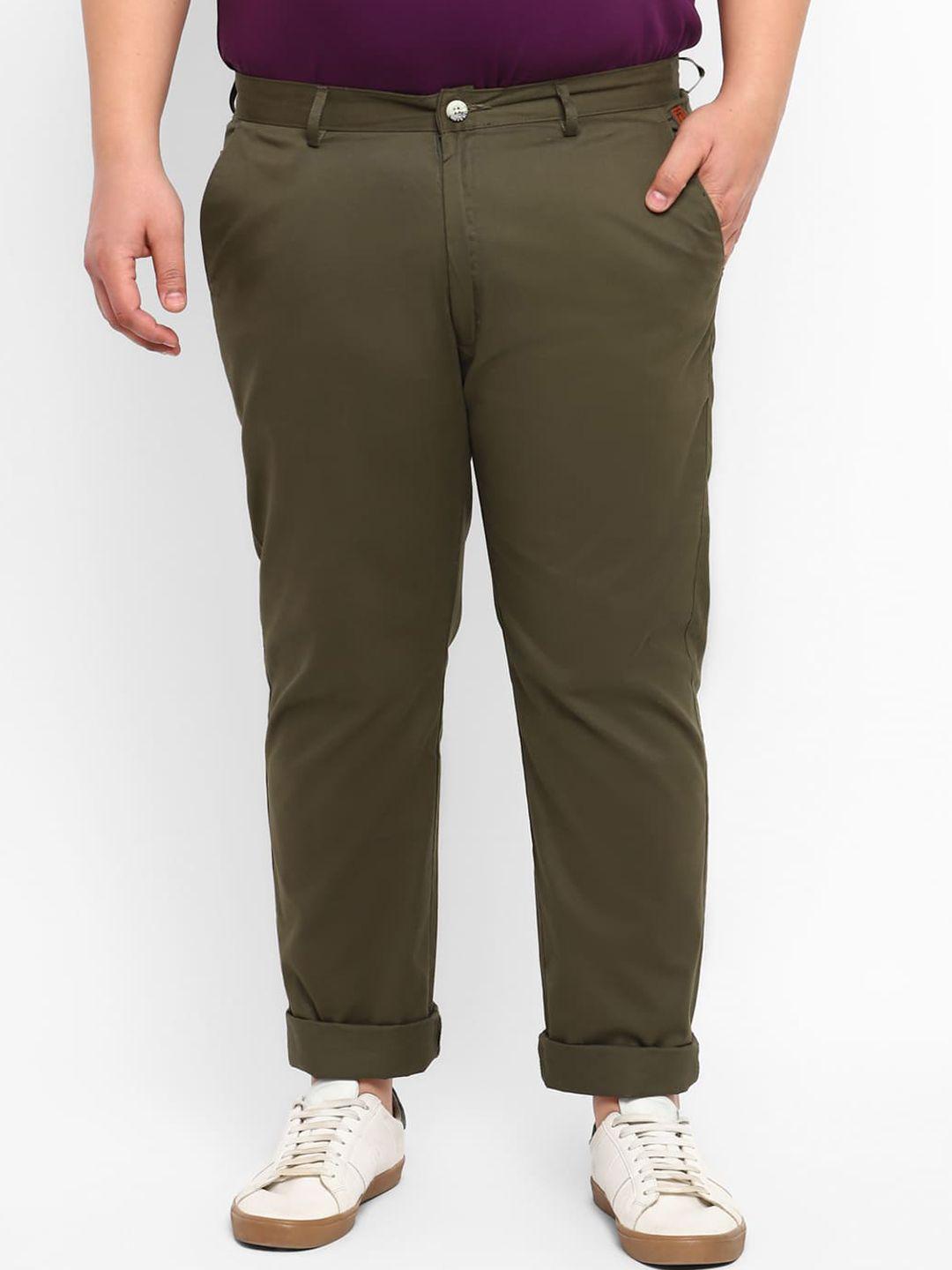 urbano plus men mid rise pure cotton chinos trousers