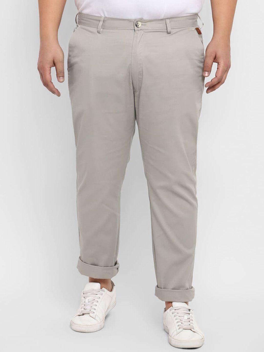 urbano plus men mid rise pure cotton chinos trousers