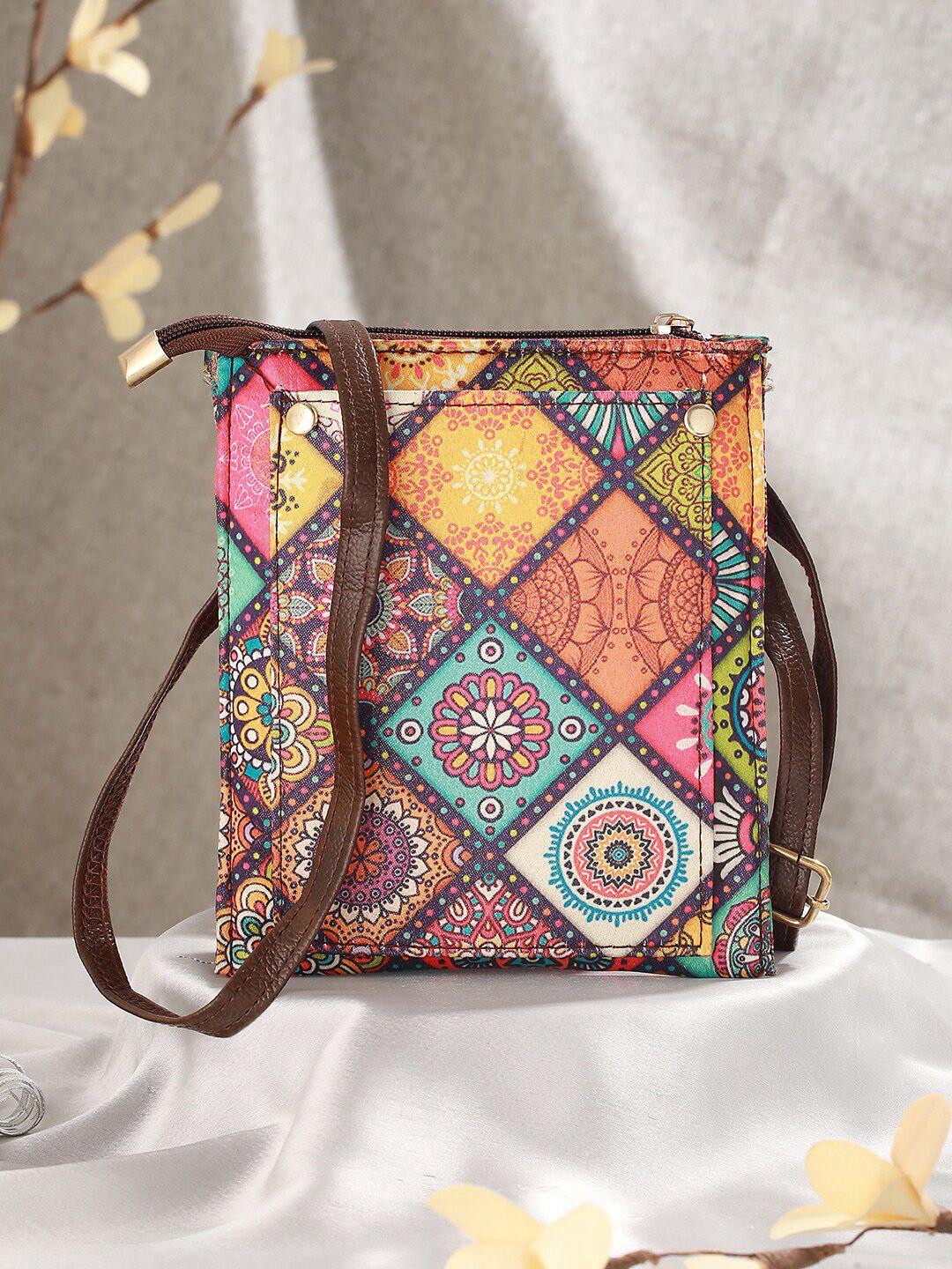 sangria women ethnic motif-printed sling handbags