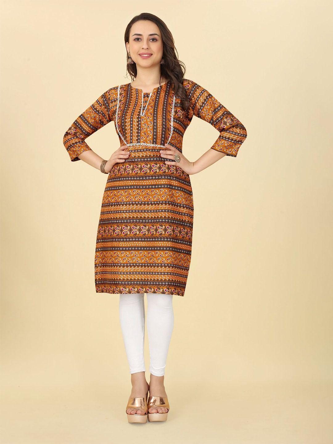 kalini ethnic motifs printed round neck straight kurta