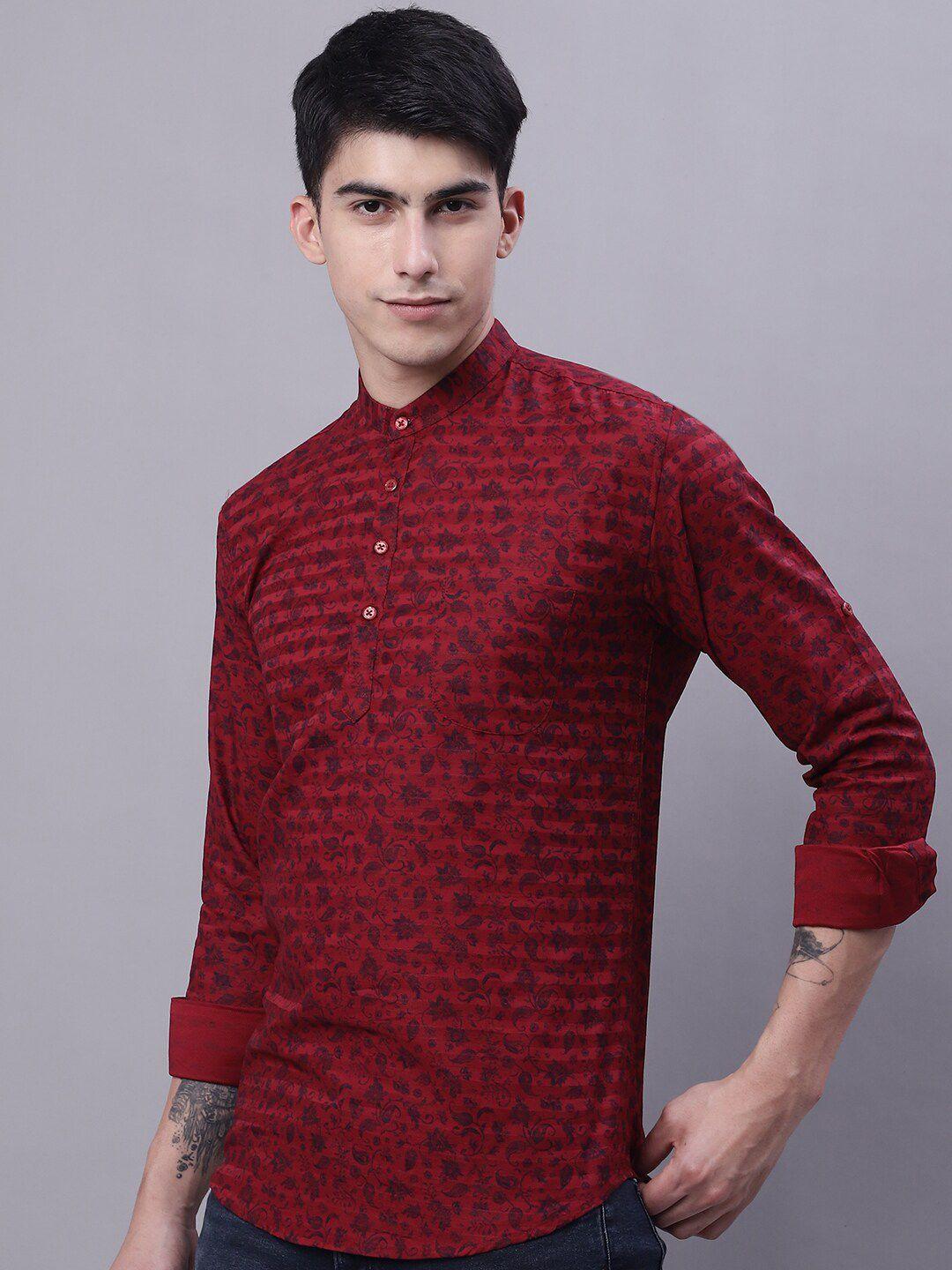 majestic ethnic printed band collar cotton straight kurta