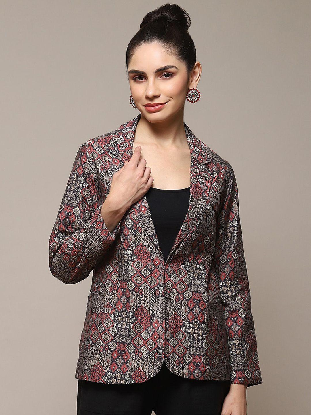 biba abstract printed lapel collar tailored jacket