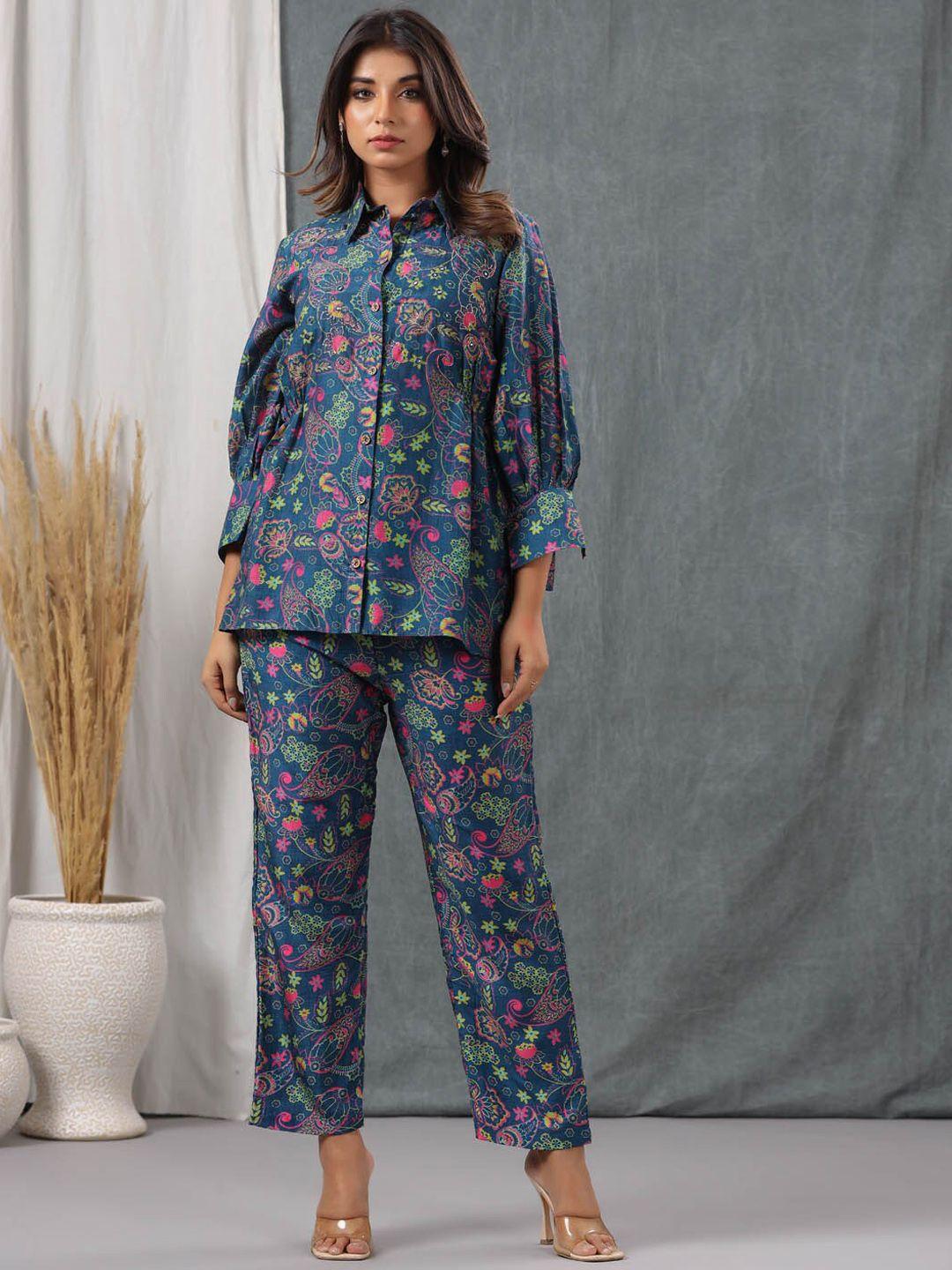 meena bazaar paisley printed shirt & trousers co-ord set