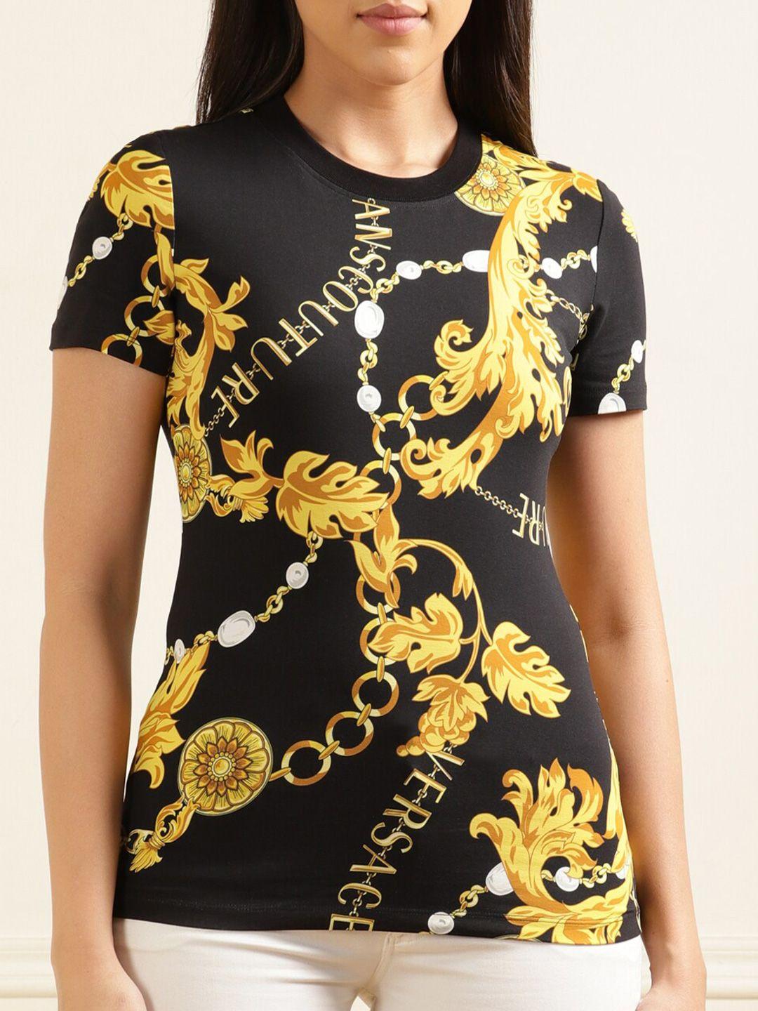 versace jeans couture brand logo printed cotton t-shirt