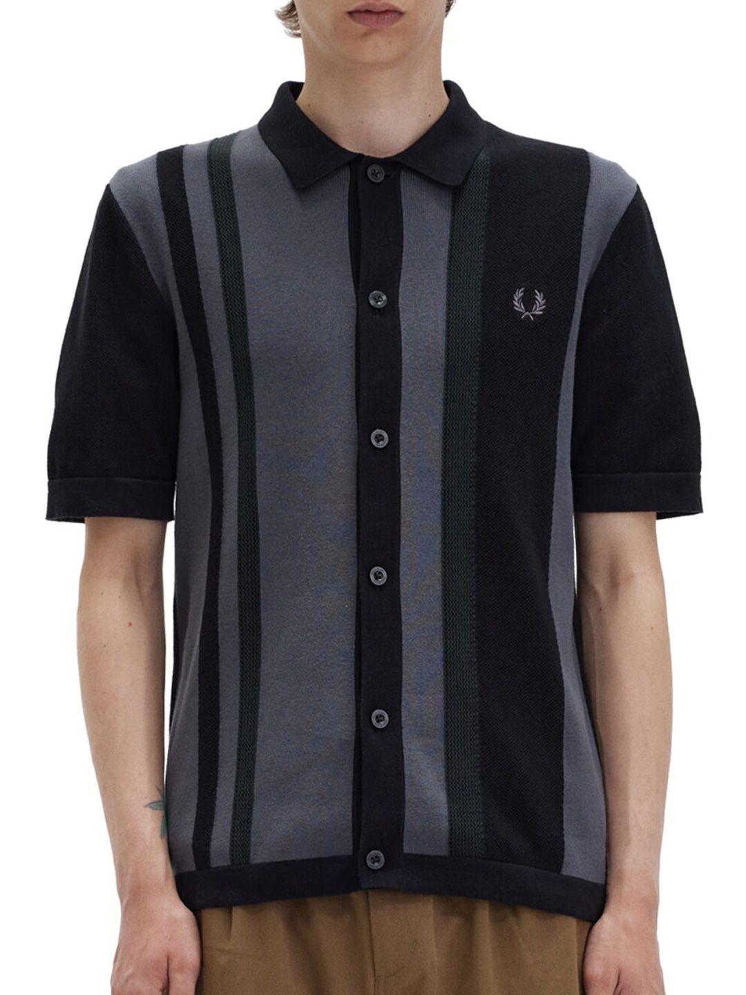 fred perry vertical striped cotton casual shirt