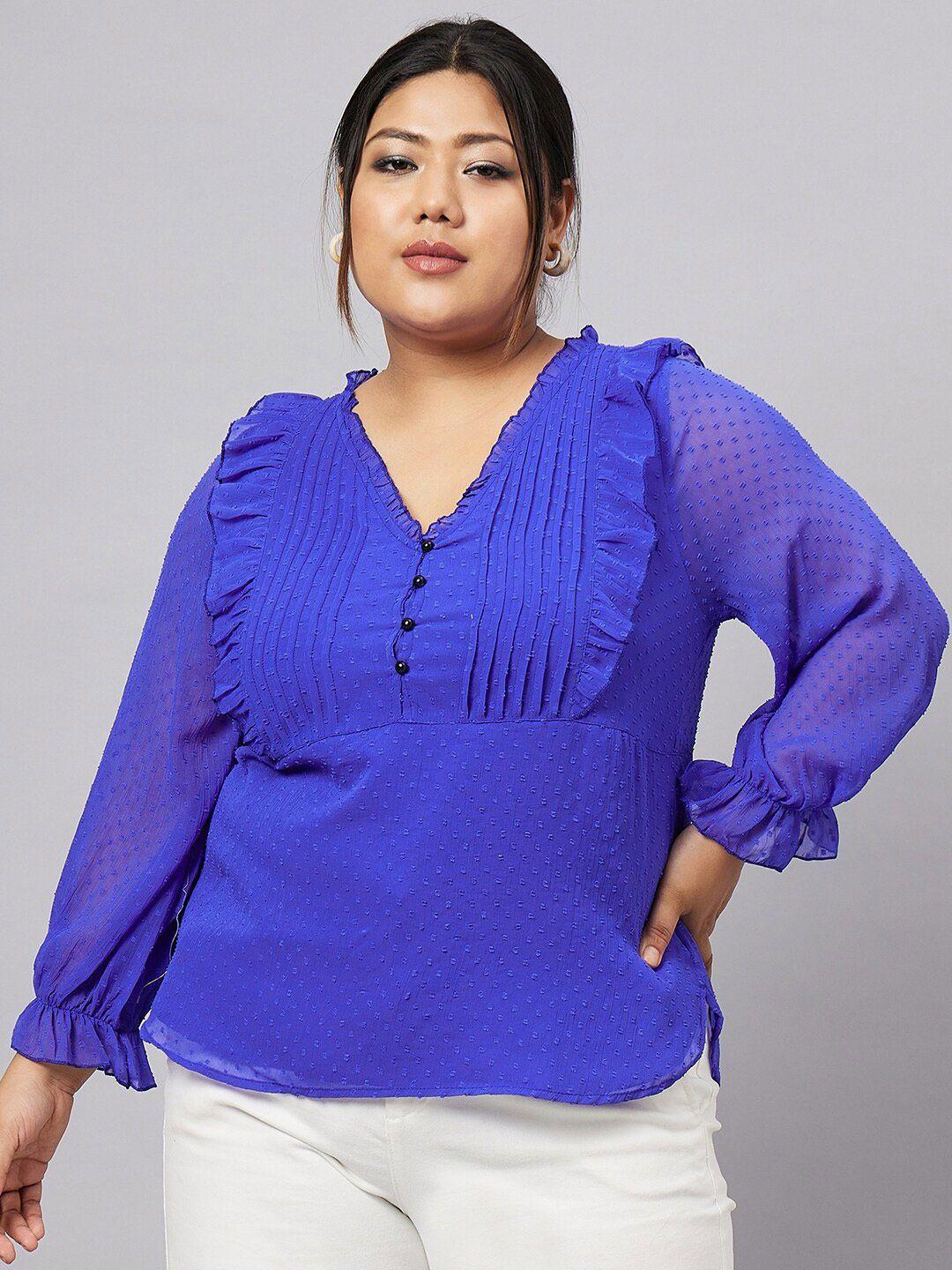 antheaa curve plus size cuff sleeve chiffon top