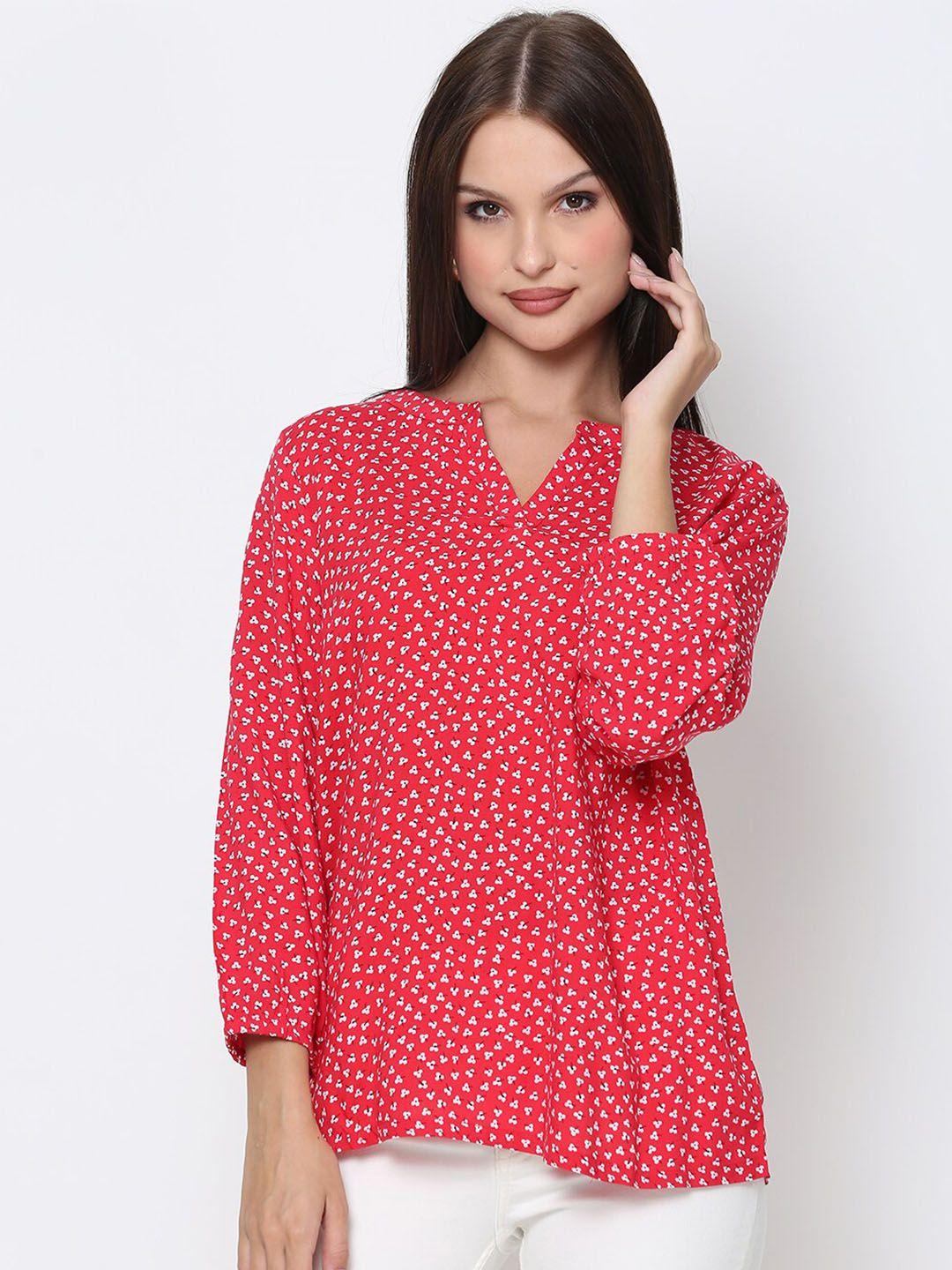 driro floral printed mandarin collar top